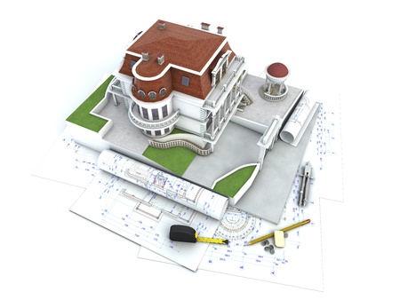 House design progress, architecture drawing and visualizationの写真素材