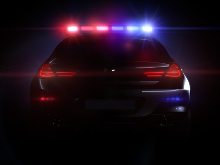 Police car, with full array of lightsの写真素材