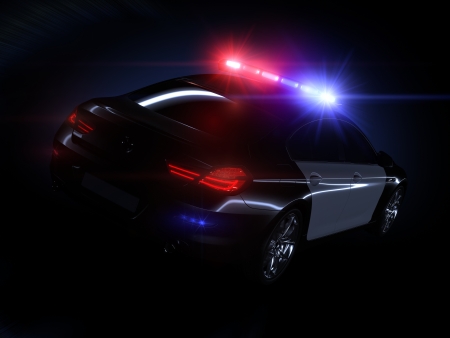 Police car, with full array of lightsの写真素材