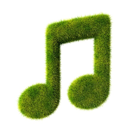 Green music note  Eco music fest sign made of grass, leaves の写真素材