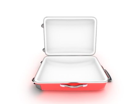 Open metal case isolated on white background - 3d renderの写真素材