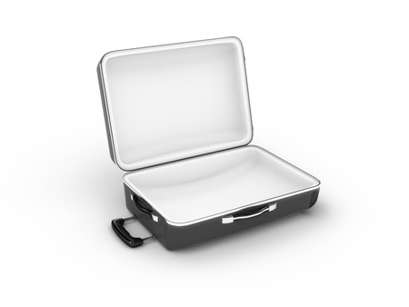 Open metal case isolated on white background - 3d renderの写真素材