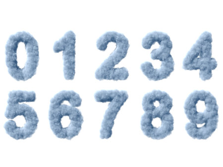 Smoke digits on white background, high quality 3d render