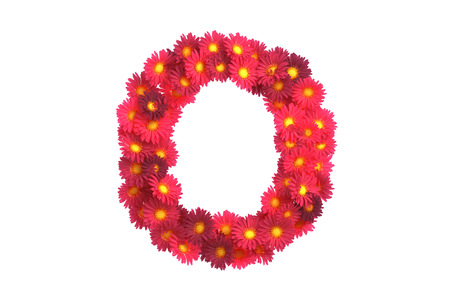 Red flower letter isolated on white backround.の写真素材