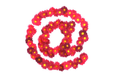 Red flower symbol isolated on white backround.の写真素材