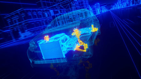 Abstract 3D Car Animation wireframe 3d rendering