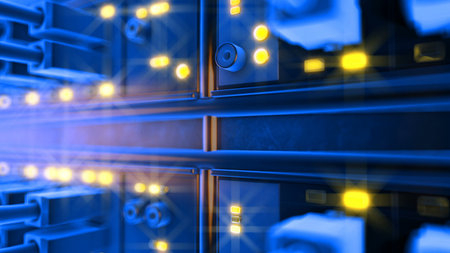 server room electric 3d rendering