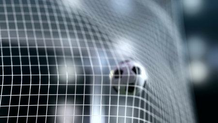 soccer ball slow motion to the goal. Football ball 3d rendering
