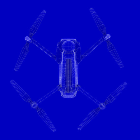 drone blueprint wireframe. 3d renderingの写真素材