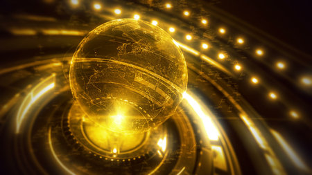 A stylized rendering of the earth conveying the modern digital age 3d illustration