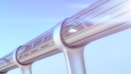 monorail futuristic train in tunnel. 3d illustrationの写真素材