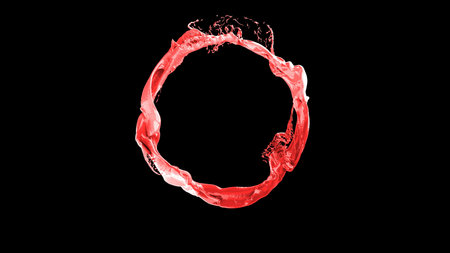 ink forming a circle on black 3d illustrationの写真素材