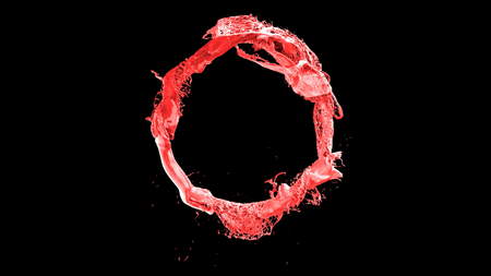 ink forming a circle on black 3d illustrationの写真素材