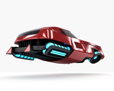 Concept car of future transport system, isolated on white. 3d illustration