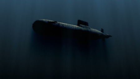 submarine underwater with bobm explosion 3d illustrationの写真素材