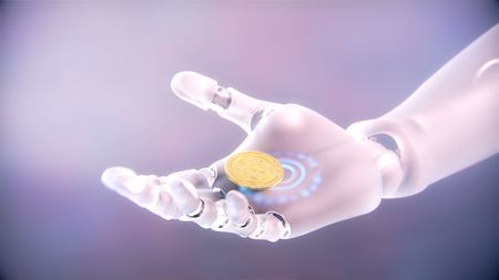 Futuristic robotic cyborg arm 3d illustrationの写真素材