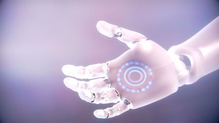 Futuristic robotic cyborg arm 3d illustrationの写真素材