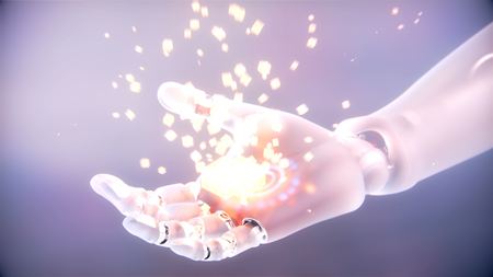 Futuristic robotic cyborg arm 3d illustrationの写真素材