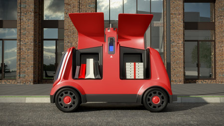 Automatic delivery system concept. 3D renderの写真素材