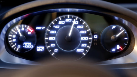 The car pics up speed, the load on the engine, tachometer, dashboard