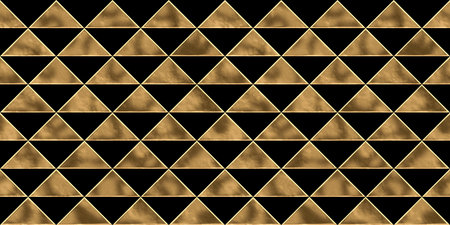 Seamless golden triangle checker mosaic pattern. Vintage abstract gold plated relief sculpture on...