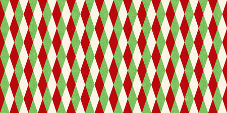 Red and green vintage rough kraft textured seamless diamond harlequin checker Christmas decoration pattern. Classic xmas card background or gift wrap, wrapping paper or, winter holiday backdropの写真素材
