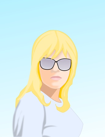 Blond girl with sunglasses.の写真素材