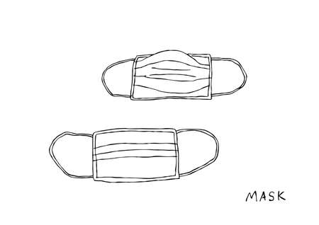 Simple handwritten mask illustration setのイラスト素材