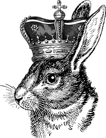 Rabbit with crown and crown. Vector illustration ready for vinyl cutting.の写真素材