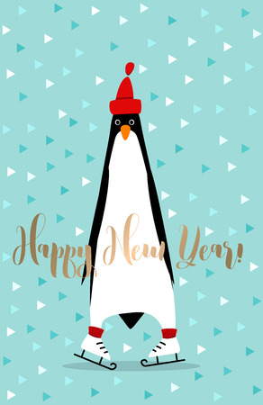 Greeting card for Christmas and New Year greeting card for a gift in a flat style. Vector Image.Greeting card for Christmas and New Year greeting card for a gift in a flat style. Vector Image.のイラスト素材