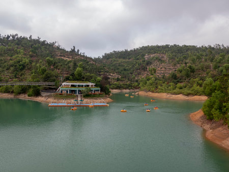 the lake in the mountain with green color