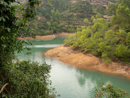 the lake in the mountain with green color