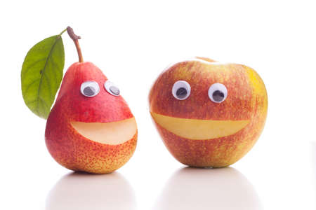 Two dissimilar brothers - Apple and Pearの写真素材