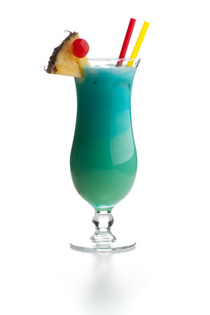 real edible cocktails isolated on white background: Swimming Pool - Turquoise cocktail with Reflectionの写真素材