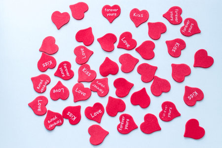 Symbol of love heap of red hearts with text for valentine day background love