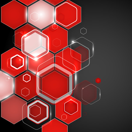 Abstract red background hexagon. Vector illustration. Clip-artのイラスト素材