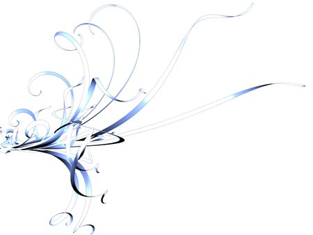Blue and White Flourish on Whiteの写真素材