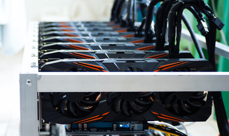 Bitcoin miner Crypto Currency  Focus on accessories.の写真素材