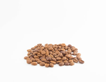 Coffee beans on white backgroundの写真素材