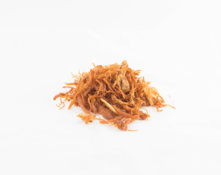 shredded pork on white backgroundの写真素材