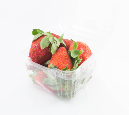 Strawberries on white backgroundの写真素材