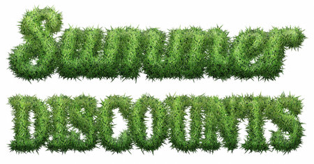 Summer Discounts text made of grass. isolated on a white background. 3D illustrationの写真素材