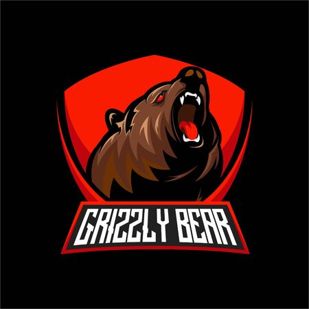 GRIZZLY BEAR MASCOT LOGO ILLUSTRATIONのイラスト素材