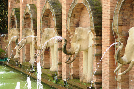 Elephant wall in chiangmai thailandの写真素材