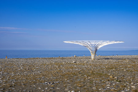 View of the sea from the promenade on the Black Sea coast