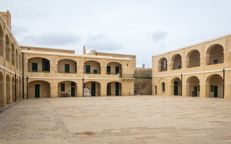 Panoramic Intramural view on buildings of Fort St. Elmo. Valletta, Malta, Europe.のeditorial素材