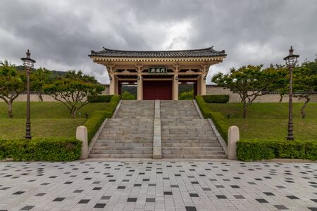 View on Main Entrance of Tongiljeon Complex inside beautiful nature. Heritage of former Capital Gyeongju, South Korea. Asia.の写真素材