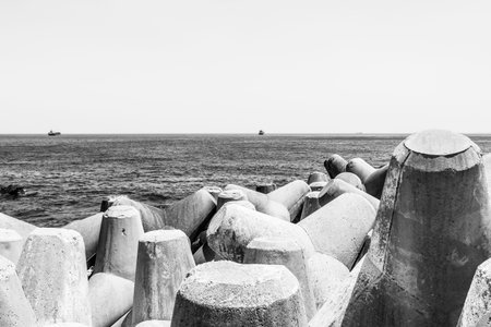 View on Seaside with Breakwater of Mukho Port, Donghae City, Gangwon Province, South Korea, Asia.