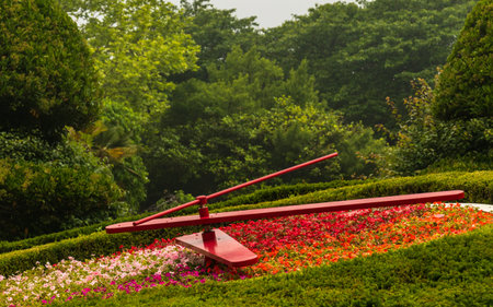 Detail view on Flower Clock in the Yongdusan Park inside beautiful nature. Jung-gu, Busan, South...