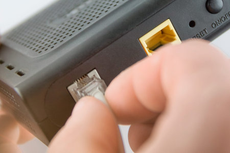 one wire connected to the router, an Internet modem connection, an Internet setting, a wired network
